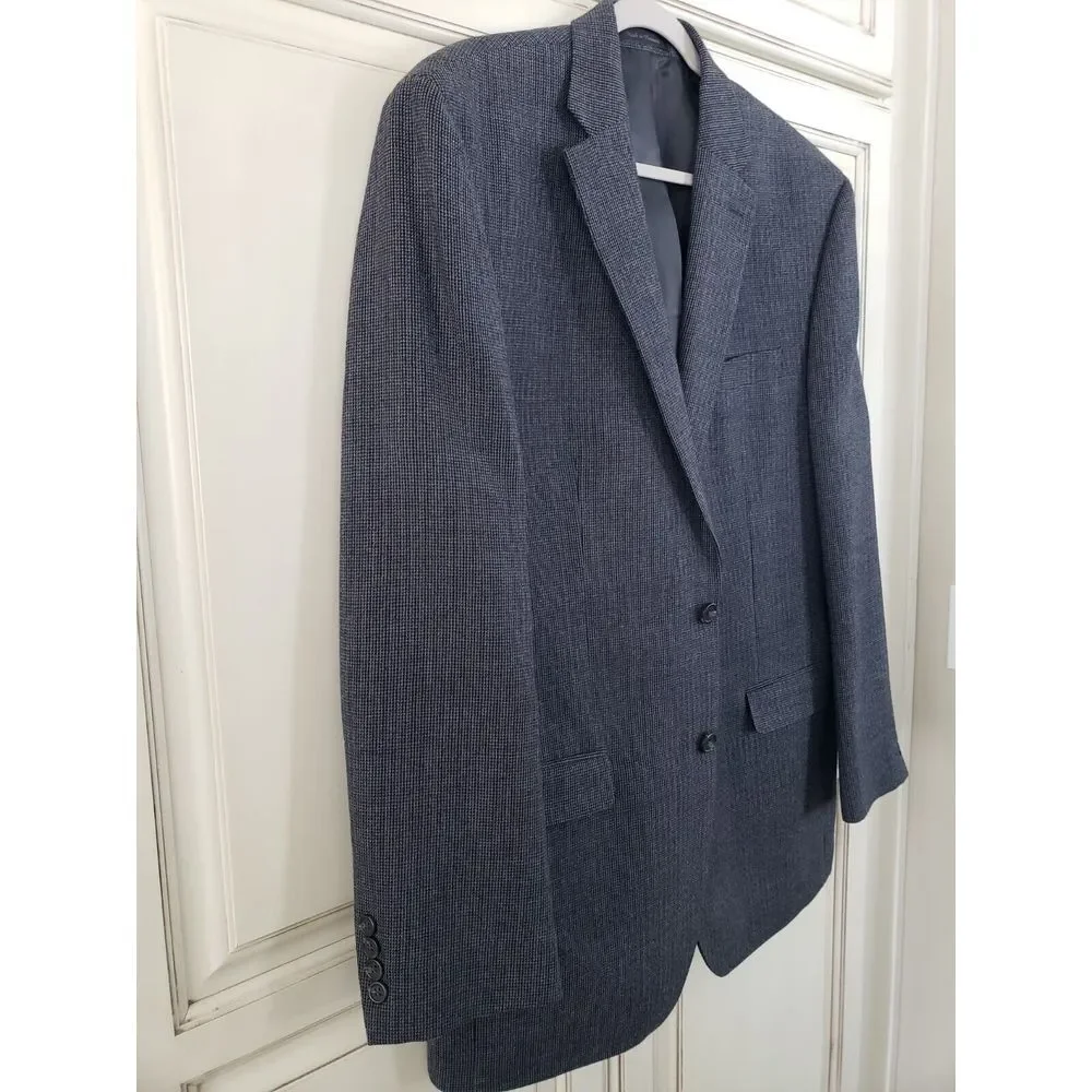 Chaps Wool Sports‎ Coat Navy Blue Jacket Blazer 44L Two Button Closure
